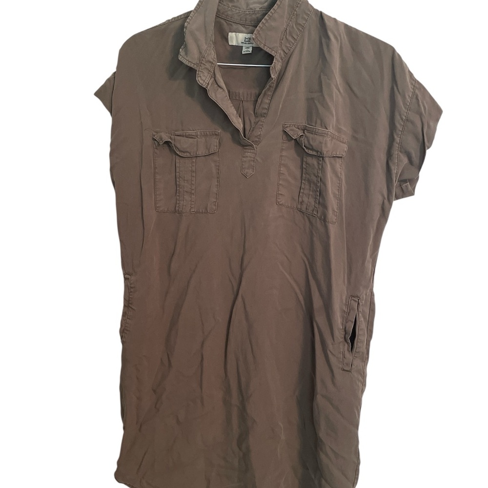 Thread & Supply Taupe Button-Up Shirt Dress
